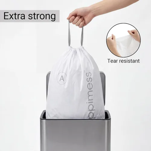 Miniatura 4 de happimess 8 Gallon (30L) Drawstring Trash Bags, Unscented, Clear, Heavy Duty LDPE Liners for Kitchen and Household, Custom Fit, 20 Count