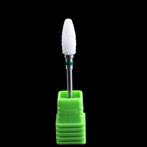 Miniatura 4 de Broca de cerámica de grano grueso para uñas, broca de archivo de cono de cerámica blanca, herramienta de arte de uñas de gel estilo llama 3/32