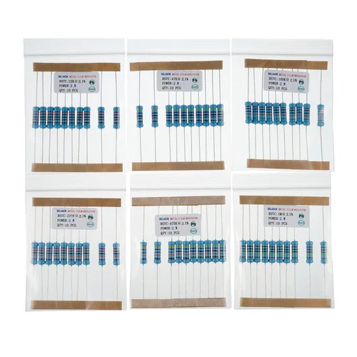 Miniatura 7 de BOJACK Kit de resistencia de 300 piezas de 30 valores de 1 ohmio - 1M Ohm con 1% de resistencia de película metálica de 2 W surtido