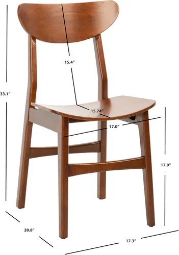 Miniatura 3 de SAFAVIEH Furniture Lucca - Juego de 2 sillas de comedor retro, nogal - madera - Diseño tapizado de mediados de siglo - Ideal para comedor, cocina