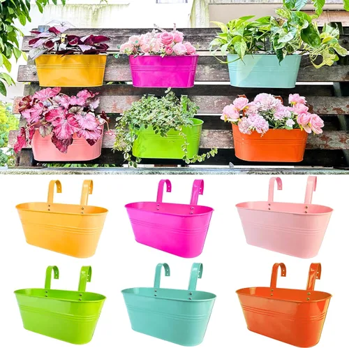 Miniatura 13 de LaLaGreen - Maceta colgante para exteriores (11.2 pulgadas, paquete de 6) rosa claro, morado claro, turquesa, rosa neón, amarillo, naranja, caja