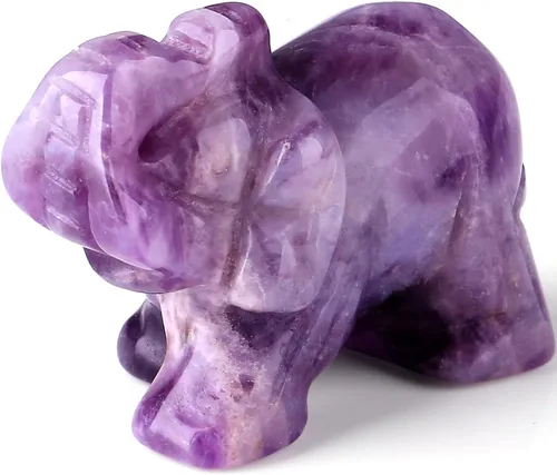 Miniatura 7 de QINJIEJIE Cristales de jade amarillo, decoración de elefante, bonitas piedras de escritorio, figurita, gemas naturales, decoración de la suerte