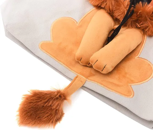 Miniatura 6 de Bolsa de hombro de lona para mascotas, lindo transportador de perros pequeños en forma de león, bolsa portátil para mascotas para perros y gatos