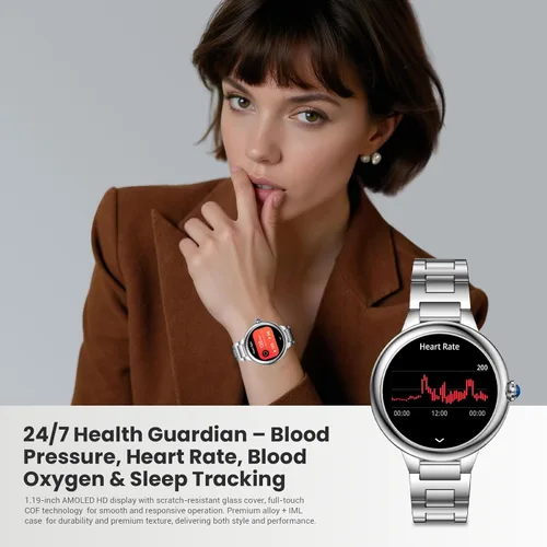 Miniatura 3 de SOUYIE Reloj inteligente DA GPT 2026 para mujer, pantalla AMOLED de 1.19 pulgadas, esfera de reloj personalizable AI, frecuencia cardíaca, monitor