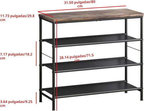 Miniatura 3 de INGIORDAR Organizador de zapatero de 4 niveles, estante organizador de metal con tablero MDF industrial y tela en capas para entrada, armario, Negro