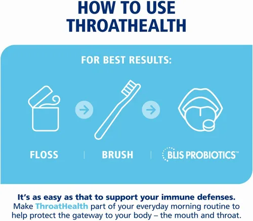Miniatura 3 de BLIS ThroatHealth Probióticos orales K12 - Apoyo inmunológico y de garganta, vainilla - 60 pastillas, 2.5 mil millones de UFC