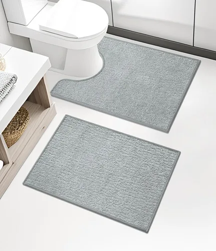 Miniatura 24 de Chakme Juego de 2 alfombras de baño ultrafinas, absorbentes, antideslizantes, lavables a máquina, color negro, 17 x 24 pulgadas / 17 x 30 pulgadas
