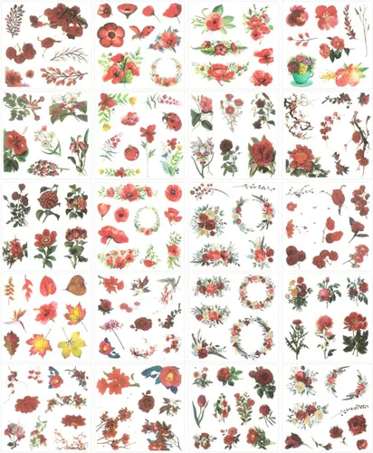Miniatura 12 de allydrew Washi - Juego de calcomanías para álbumes de recortes, hojas verdes (20 hojas)