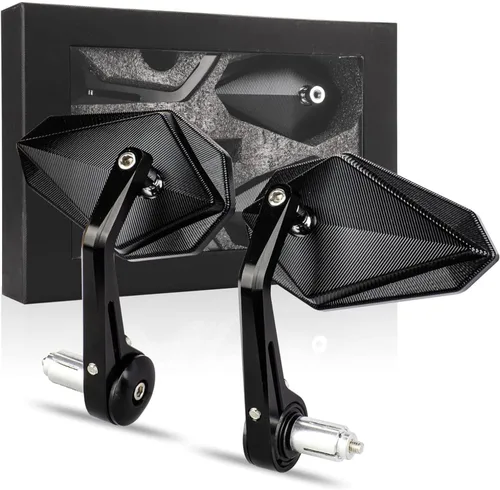 LKV Espejos de extremo de barra de motocicleta de 7/8 pulgadas de 0.866 in – Espejos retrovisores laterales de motocicleta anti-azul 360 grados CNC