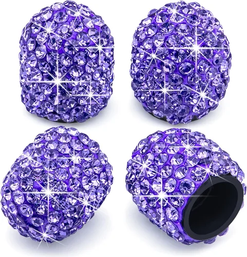 Miniatura 8 de 8 PCS Tapas de Válvula de Vástago de Neumático con Diamantes de Cristal Brillante, Tapas de Válvula de Neumático de Coche a Prueba de Polvo Blanco