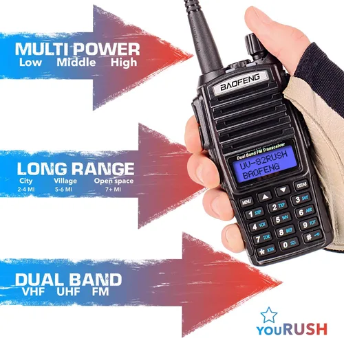 Miniatura 5 de UV-82 8W Radio de mano de alta potencia Radio de 2 vías con batería Baofeng 2800mAh. radio de jamón Baofeng Radio VHF/UHF de largo alcance walkie