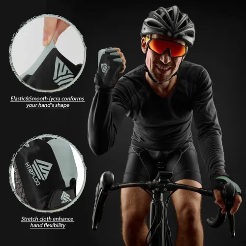 Miniatura 4 de Guantes de bicicleta para hombres y mujeres con almohadilla antideslizante que absorbe los golpes, guantes de ciclismo ligeros de medio dedo