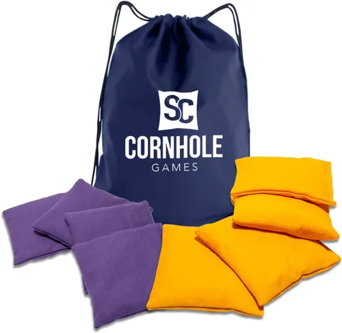 Miniatura 25 de Bolsas de cornhole resistentes al clima (juego de 8) - Tamaño/peso profesional de regulación (16 oz) - Uso en tableros de cornhole profesionales
