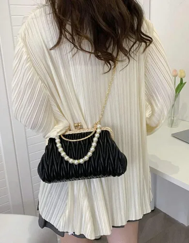 Miniatura 5 de Solyinne Bolso de mano para mujer, bolso de noche con perlas, sobre para noche, novia, boda, fiesta, club, bolsos cruzados