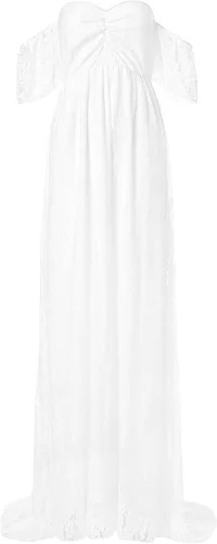 Miniatura 6 de Vestido de maternidad de encaje con hombros descubiertos para mujer, vestido de embarazo elegante de encaje para sesión de fotos de baby shower