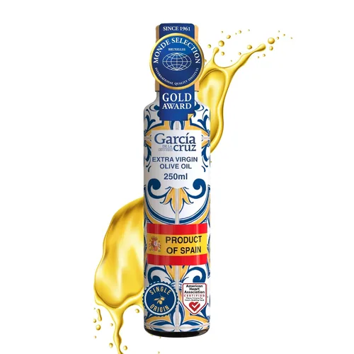 GARCÍA DE LA CRUZ - Aceite de oliva extra virgen orgánico, Aceite Premium Maestro Molinero, Tonos almendra y tomate, Cuerpo suave, Origen en España,