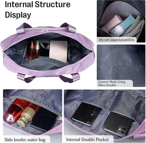 Miniatura 7 de ZGWJ Bolsas de viaje expandibles, bolsa de fin de semana para mujer, plegable, para llevar