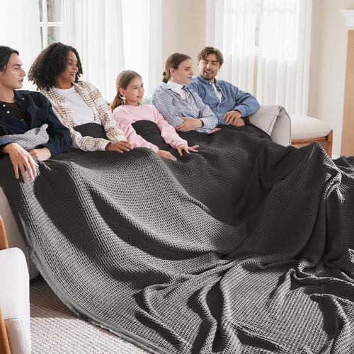 Miniatura 30 de Bedsure Gentlesoft - Manta de 100 % algodón, tamaño Twin XL, para dormitorio universitario, transpirable y suave, manta Twin de tejido waffle