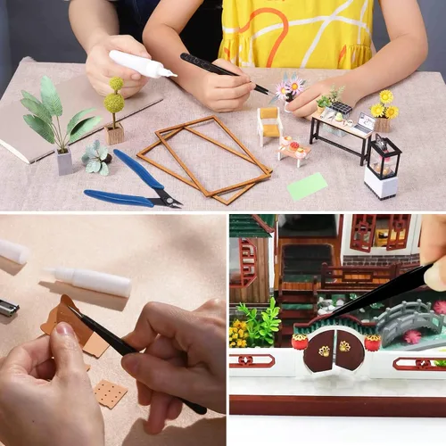 Miniatura 4 de Spilay Kit de herramientas de bricolaje de 16 piezas, modelo de construcción de hobby, modelador básico en miniatura, hecho a mano, herramientas