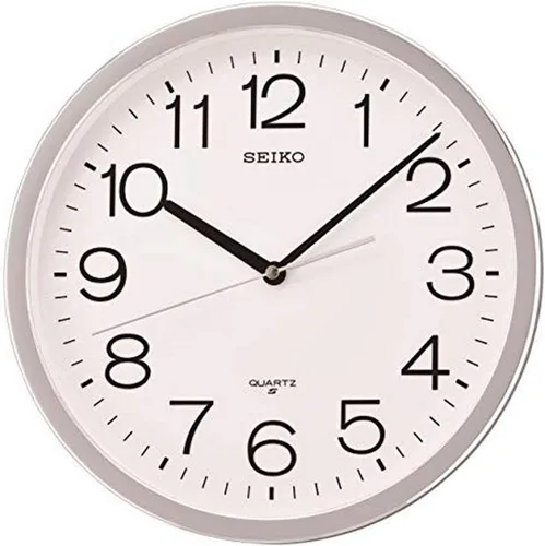 SEIKO Reloj de pared clásico numerado de 12 pulgadas, plateado