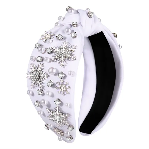Miniatura 18 de boderier Diademas de Navidad para Mujeres Diadema de Árbol de Navidad con Cuentas Diadema Ancha Anudada de Cristal Accesorios para el Cabello