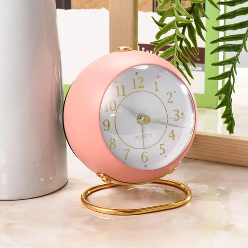 Miniatura 3 de Tetino Relojes despertadores analógicos, retroiluminación retro, bonito diseño simple, pequeño reloj de escritorio con luz nocturna, silencioso sin