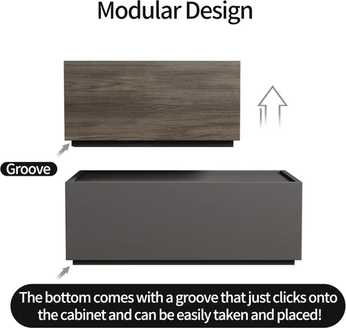 Miniatura 6 de Mesita de noche moderna con cajones de almacenamiento apilables, juego de muebles modulares para dormitorio - armario de almacenamiento, mesita
