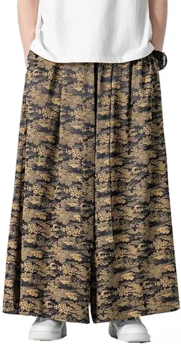 Miniatura 14 de Seidarise Pantalones de yoga japoneses de lino estilo harén de pierna ancha para hombre, estilo harén, estilo hip hop, holgados