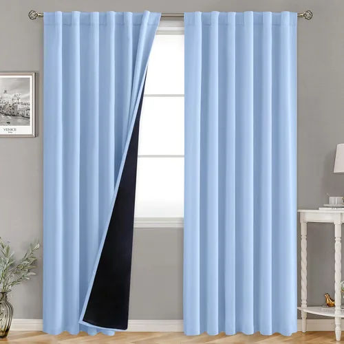 Miniatura 40 de BGment Cortinas 100% opacas beige de 63 pulgadas de largo con forro aislante térmico, bolsillo para varilla y lengüeta trasera de doble capa