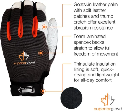 Miniatura 3 de Guantes de cuero mecánico - Equipo de embrague de protección de mano resistente (1 par) MXGCE
