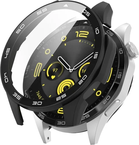 Miniatura 13 de FitTurn Funda rígida de policarbonato con protector de pantalla de vidrio templado a escala integrada compatible con Huawei Watch GT4