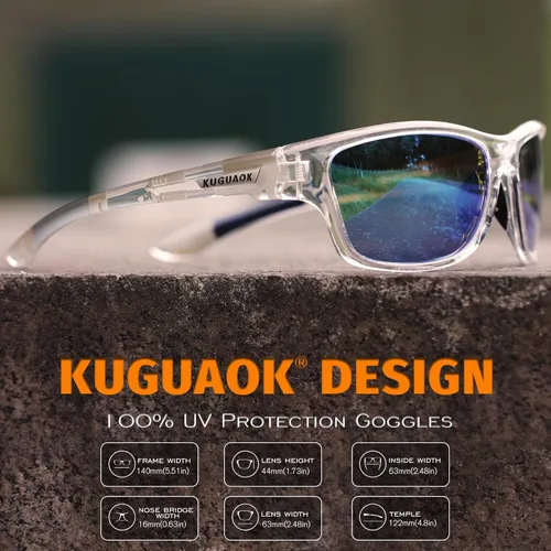 Miniatura 34 de KUGUAOK Gafas de sol deportivas polarizadas para hombres, para conducir, ciclismo, pesca, gafas de sol 100% con protección UV 3apck-negro+azul+azul