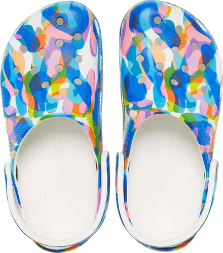 Miniatura 4 de Crocs Clogs - Zuecos clásicos para adultos, estampados unisex, Blanco/Multi, 14 Women/12 Men