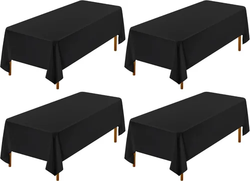 Miniatura 40 de Showgeous Paquete de 4 manteles rectangulares de poliéster de 60 x 102 pulgadas, resistentes a las arrugas, lavables, para bodas, mesas de comedor