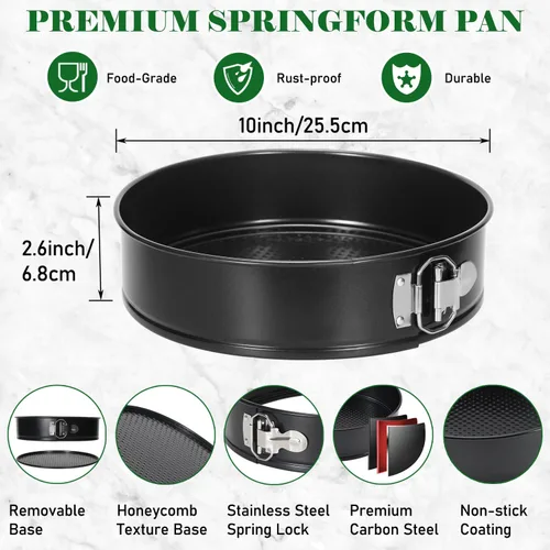 Miniatura 2 de Tellshun - Molde de 10 Pulgadas para Tartas de Resorte con Papel Pergamino Antiadherente de 50 Piezas, Molde Redondo para Hornear con Fondo