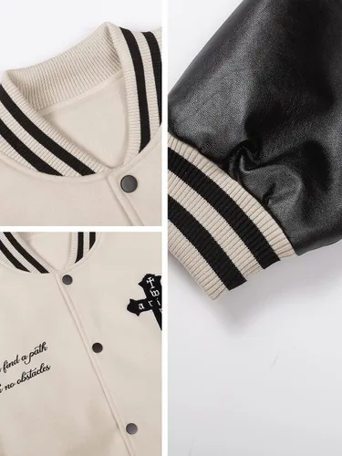 Miniatura 4 de Aelfric Eden Chaqueta de carreras vintage para hombre, de gran tamaño, chaqueta universitaria, chaqueta gráfica de letras, abrigos casuales unisex