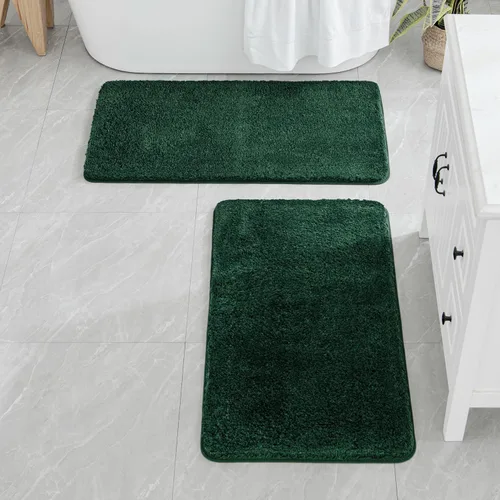 Miniatura 7 de MIULEE Juego de 2 alfombras de baño antideslizantes peludas extra gruesas y suaves, alfombrillas de baño de microfibra suave absorbente de agua