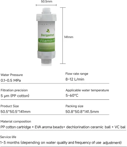 Miniatura 7 de 8 filtros de ducha de vitamina C para filtro de agua dura, accesorios de baño para ducha, bañera, lavanda, jazmín, té blanco, océano, melocotón