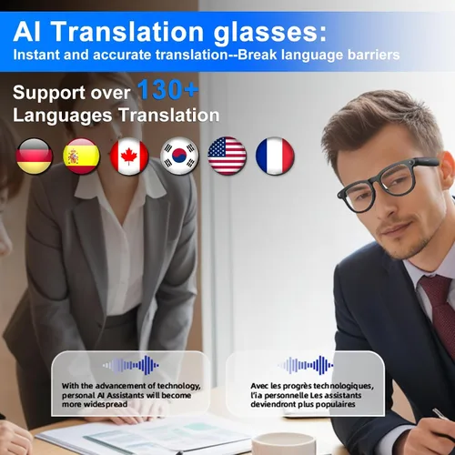 Miniatura 2 de Lentes inteligentes AI para hombres y mujeres, gafas de cámara HD, grabadora de video, traducción AI en tiempo real, reproducción de música