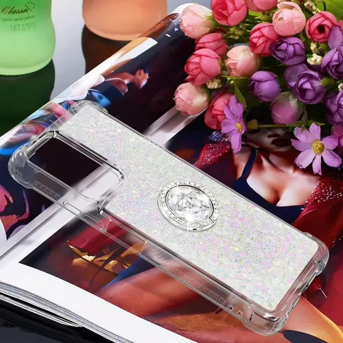 Miniatura 7 de CCSmall Funda para Xiaomi Redmi Note 10 Pro/Pro Max Glitter Liquid Quicksand, cubierta transparente brillante para teléfono con soporte de anillo