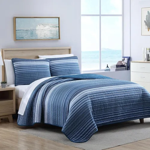 Miniatura 2 de Nautica - Juego de edredón individual, ropa de cama reversible de algodón con funda a juego, elementos esenciales para dormitorio