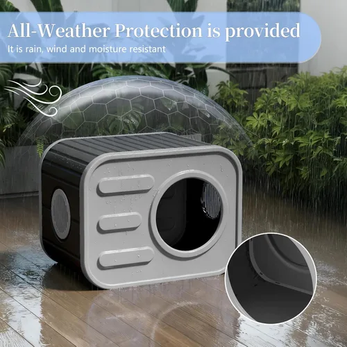 Miniatura 2 de PatioZen Cama para gatos de interior, casa en cubo, resistente a la intemperie, refugio aislado de plástico con suelo elevado, apilable