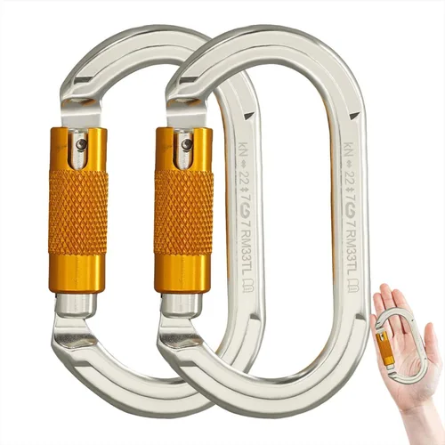 Miniatura 18 de SOB Clips de mosquetón de escalada con bloqueo automático, conector de mosquetón asimétrico de alta resistencia utilizado para rappel