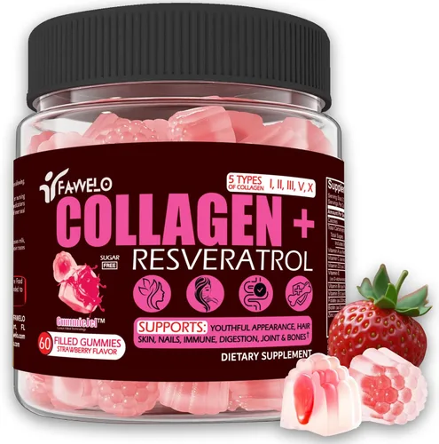 Gomitas multicolágeno hidrolizadas tipo I, II, III, V, X Plus Resveratrol ácido hialurónico y biotina gomitas para cabello, piel y uñas, vitaminas |