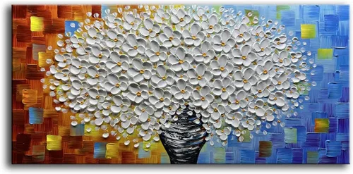 Miniatura 10 de YaSheng Art - Pintura al óleo pintada a mano sobre lienzo Textura Paleta Cuchillo Pinturas Flores Rojas Pinturas Modernas Decoración del Hogar