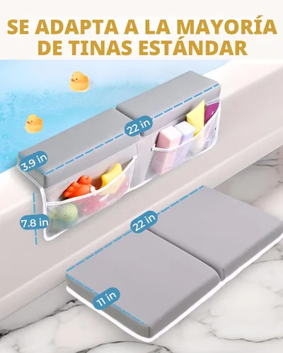 Miniatura 6 de Cómodo juego de rodilleras y coderas de baño para bebé, almohadilla gruesa de espuma viscoelástica con soporte para el codo, cojín de bañera