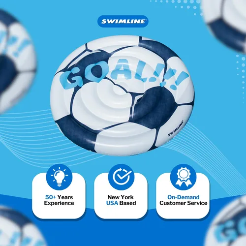 Miniatura 8 de Swimline Flotador Inflable Montable para Piscina con Balón de Fútbol Azul/Blanco, 60" Deportes (Fútbol)