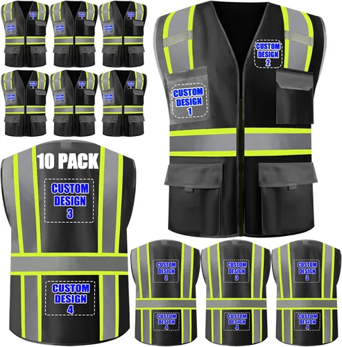 Miniatura 11 de Chalecos de seguridad con logotipo personalizado (S, M, L, XL, 2XL, 3XL, 4XL) Chalecos de seguridad reflectantes de alta visibilidad Clase 2
