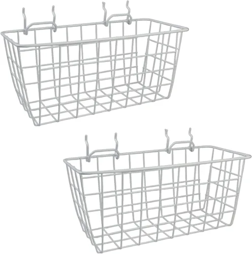 Miniatura 10 de Paquete de 4 cestas de tablero de clavijas, ganchos de estantes de metal negro para tableros de clavijas de 1/8 pulgadas y 1/4 pulgadas, juego