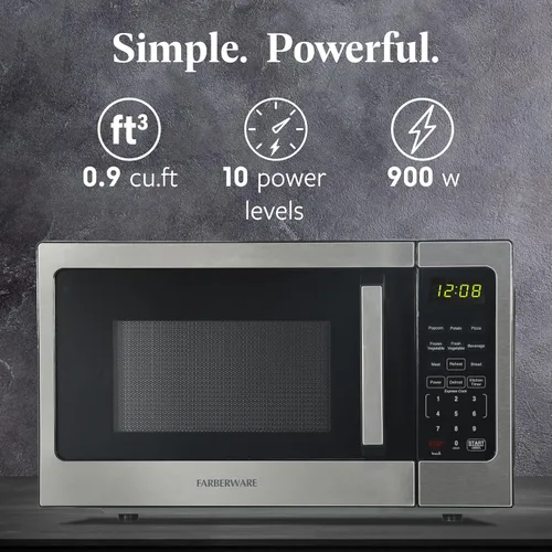 Miniatura 2 de Farberware Horno microondas de encimera de 0.9 pies cúbicos – 900 vatios de potencia, ajustes de cocción automática, descongelación, fácil limpieza